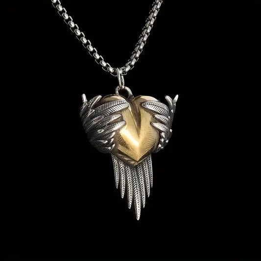 Angel wing heart necklace-Couple jewelry gift